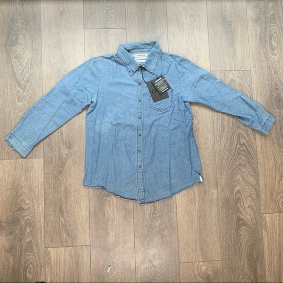 One Teaspoon Vintage Denim Button Down Shirt Chambray medium Blue wash Size XS - Picture 2 of 16